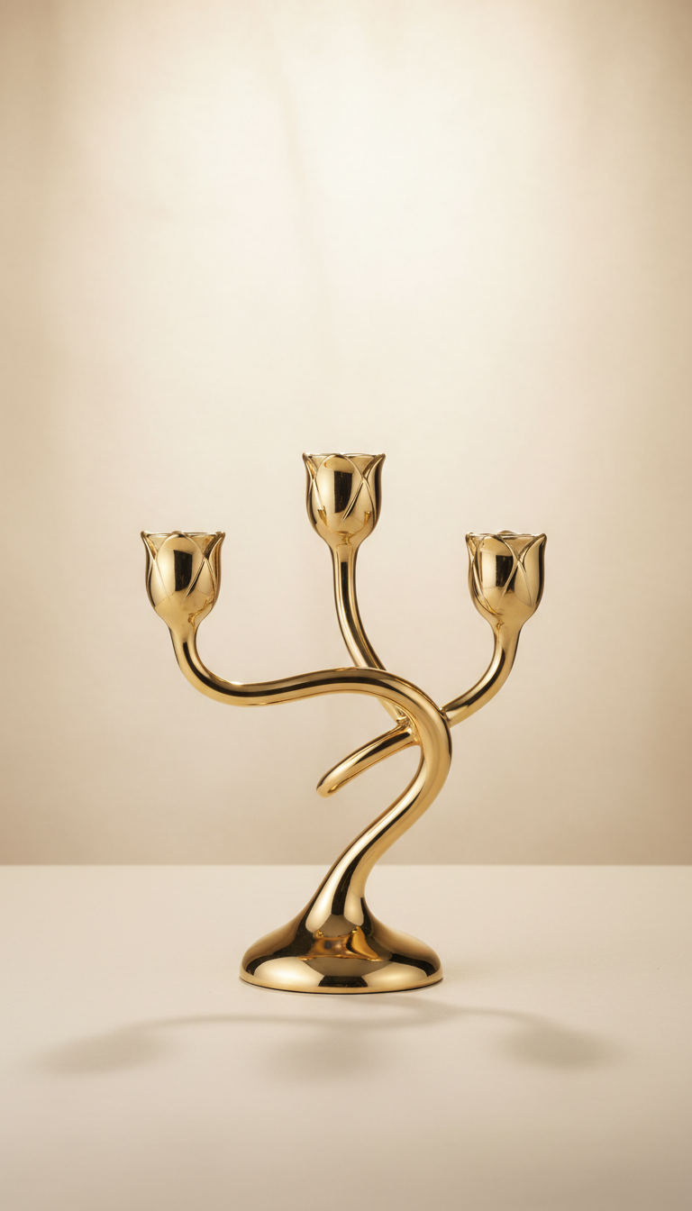 Gold-Plated Candle Holder Pair