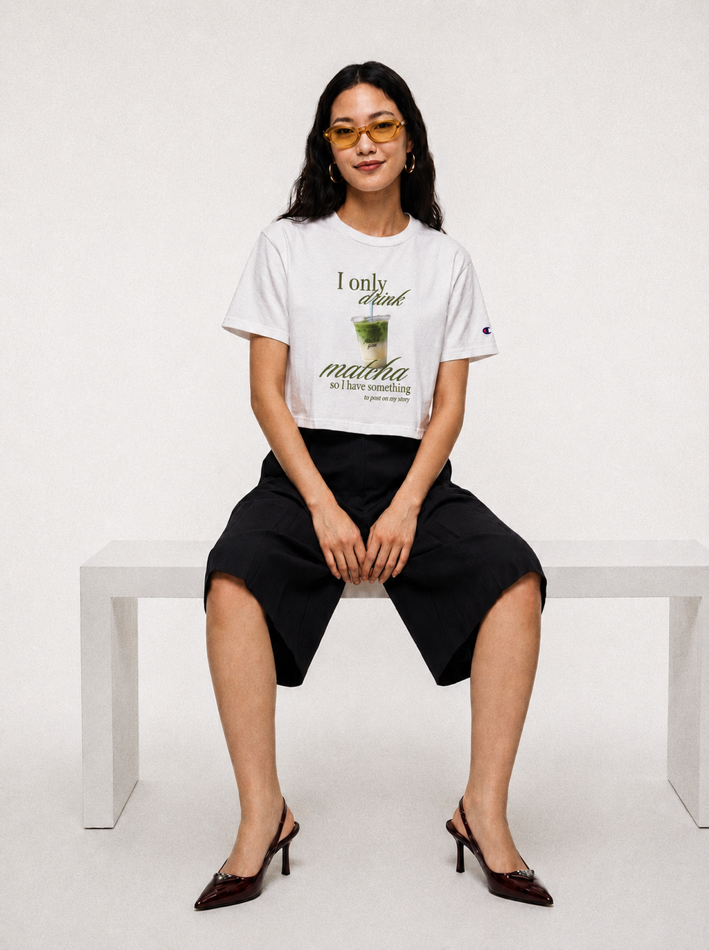 I Only Drink Matcha Cropped Tee | Cute Matcha Lover Shirt