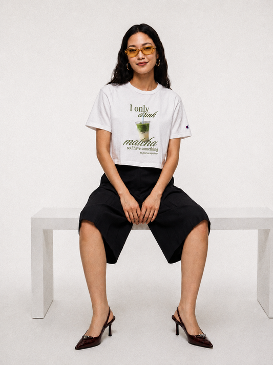 I Only Drink Matcha Cropped Tee | Cute Matcha Lover Shirt